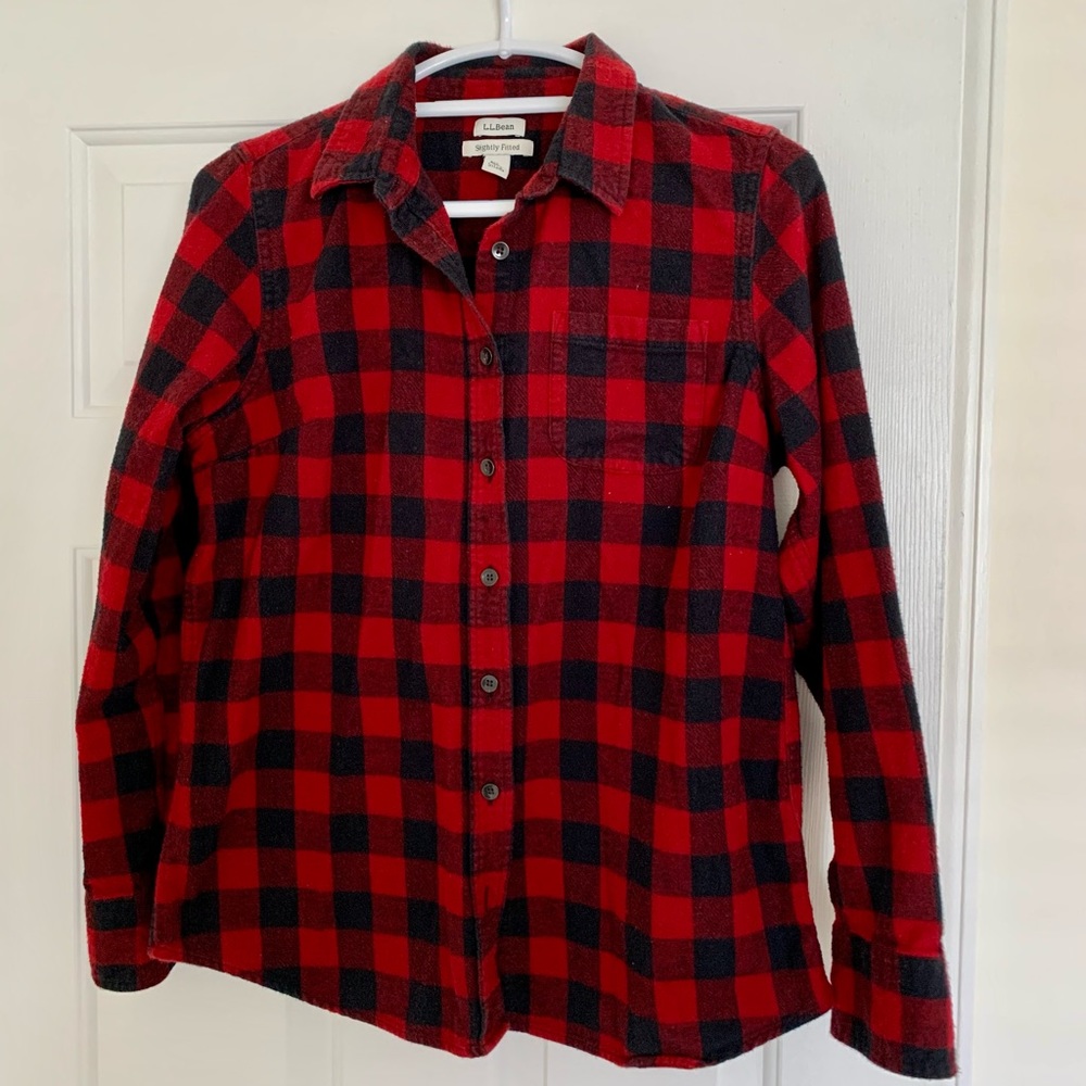 LL Bean Scotch Plaid Flannel shirt - women’s medium, slightly fitted